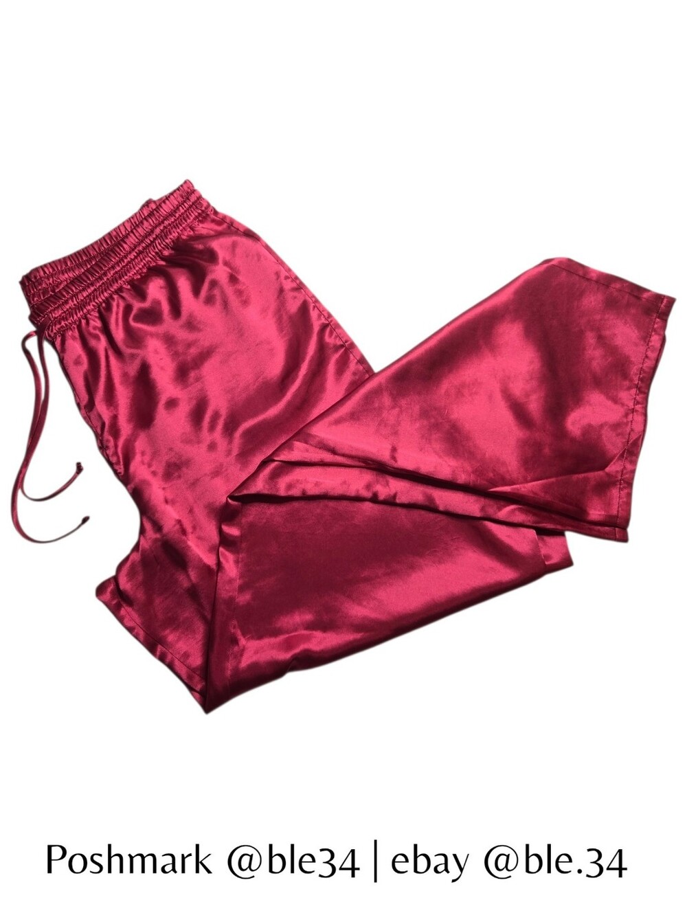 Gilligan & O'Malley Women's Pink Solid Satin Pajama Pants Drawstring Waist Large